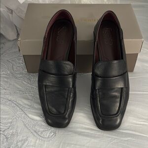 Franco Sarto Black Leather Loafers Flats